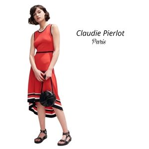 Claudie Pierlot Paris Red Knit Hifh Low Dress Small